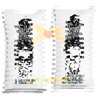 School Guidance Counselor Messy Bun Women Back To School Pillow - Thegiftio