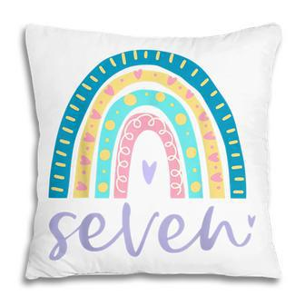 Seven Year Old Rainbow 7Th Birthday Gifts For Girls 7 Bday V3 Pillow - Thegiftio UK