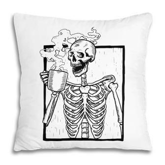 Skeleton Drink Coffee Funny Skeleton Halloween Costume Pillow - Thegiftio UK