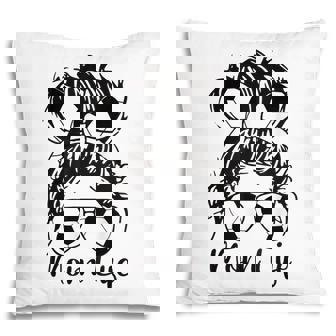 Soccer Mom Funny Soccer Ball Glasses Bow Mom Life V2 Pillow - Thegiftio