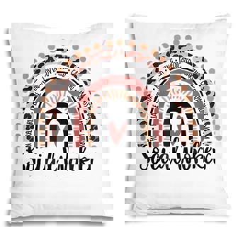 Social Worker Leopard Rainbow Social Work Christmas Pajama Pillow - Thegiftio