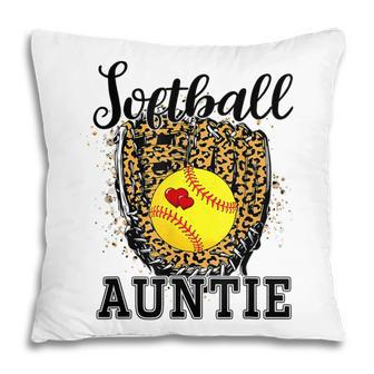 Softball Auntie Leopard Game Day Aunt Mother Softball Lover Pillow - Thegiftio UK