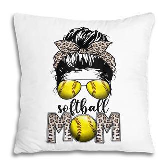 Softball Mom Life Leopard Messy Bun Game Day Gifts Pillow - Thegiftio UK