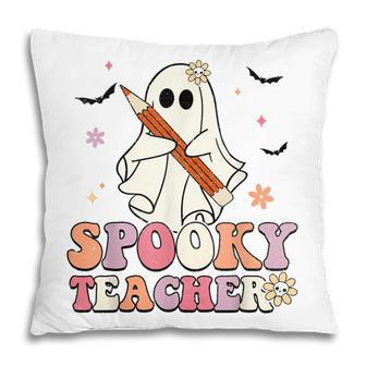 Spooky Teacher Ghost Halloween Groovy Retro Trick Or Treat V2 Pillow - Thegiftio UK