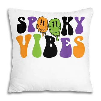 Spooky Vibes Dripping Smile Face Funny Halloween Night Party Pillow | Seseable UK