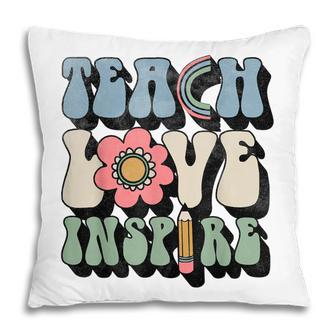 Teacher Back To School Teach Love Inspire Retro Vintage Pillow - Thegiftio UK