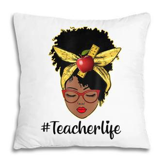 Teacher Life Black African American Women Back To School Pillow - Thegiftio UK