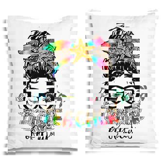 Teacher Off Duty Messy Bun Womens Summer End Of School Year Pillow - Thegiftio UK