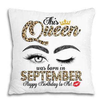 This Queen Was Born In September Leopard Women Girls Ladies Pillow - Thegiftio UK