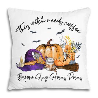 This Witch Needs Coffee Before Any Hocus Pocus Halloween Pillow - Thegiftio UK