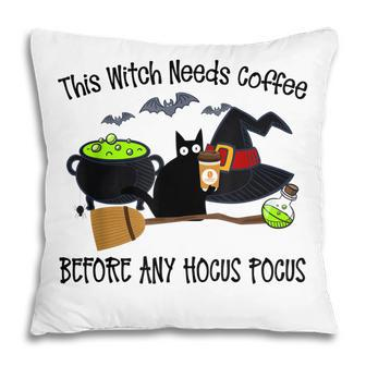 This Witch Needs Coffee Before Any Hocus Pocus Halloween Pillow - Thegiftio UK