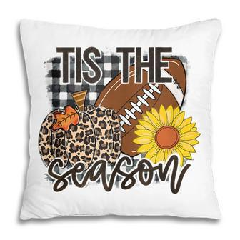 Tis The Season Fall Football Sunflower Leopard Pumpkin Pillow - Thegiftio UK
