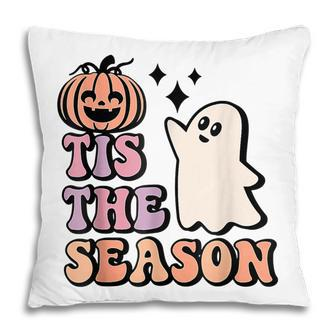 Tis The Season Pumpkin Ghost Funny Autumn Halloween Pillow - Thegiftio UK