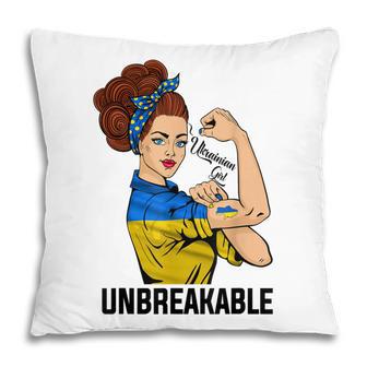 Ukrainian Women Girl Unbreakable Ukraine Flag Pillow - Thegiftio UK