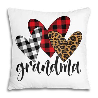 Valentines Day Leopard Grandma Buffalo Plaid Grandma Lover Pillow - Thegiftio UK