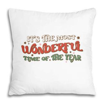 Vintage Christmas Most Wonderful Time Of The Year Pillow - Seseable