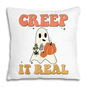 Vintage Retro Halloween Creep It Real Ghost Pumpkin Pillow - Thegiftio UK