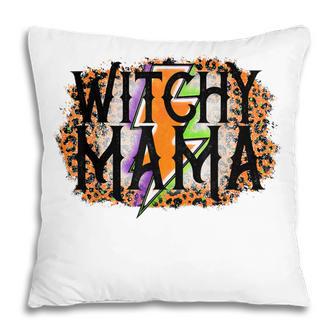 Witchy Mama Halloween Fall Autumn October Leopard Print Pillow - Thegiftio UK