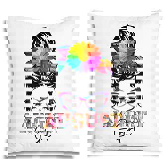 Women August Girl Birthday Messy Bun Colorful Floral Pillow - Thegiftio
