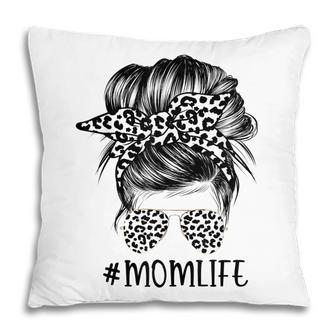 Women Mom Life Mom Life Leopard Messy Bun Pillow - Thegiftio UK