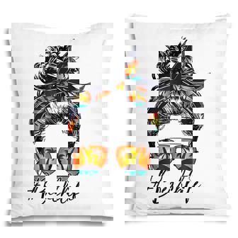 Womens Beach Vibes Messy Bun Sunglasses Summer Lover V2 Pillow - Thegiftio UK