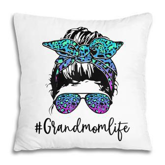 Womens Grandmom Life Leopard Tie Dye Messy Bun Mothers Day Women Pillow - Thegiftio UK