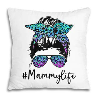 Womens Mammy Life Leopard Tie Dye Messy Bun Mothers Day Women Pillow - Thegiftio UK