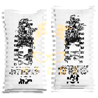 Womens Mom Life Motocross Mothers Day Leopard Messy Bun Pillow - Thegiftio