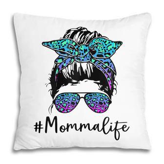 Womens Momma Life Leopard Tie Dye Messy Bun Mothers Day Women Pillow - Thegiftio UK