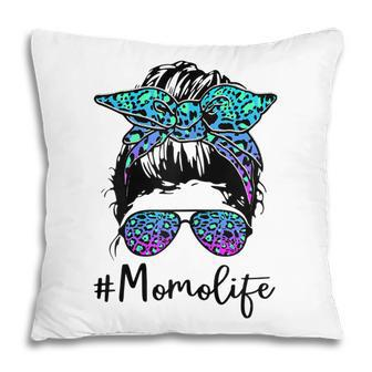 Womens Momo Life Leopard Tie Dye Messy Bun Mothers Day Women Pillow - Thegiftio UK