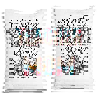 Womens My Favorite Teacher Calls Me Mom Teacher Leopard Pillow - Thegiftio