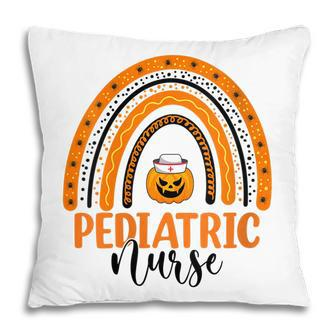 Womens Pediatric Nursing Halloween Pumpkin Rainbow Pediatric Nurse Pillow - Thegiftio UK