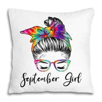 Womens September Girl Wink Eye Woman Face Was Born In September Pillow - Thegiftio UK