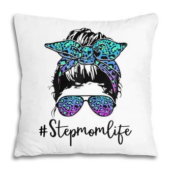 Womens Stepmom Life Leopard Tie Dye Messy Bun Mothers Day Women Pillow - Thegiftio UK