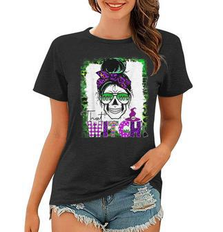 100% That Witch Halloween Costume Messy Bun Skull Witch Girl Women T-shirt - Seseable