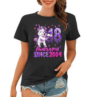 18 Years Old Unicorn Flossing 18Th Birthday Girl Unicorn Women T-shirt - Seseable