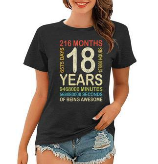 18Th Birthday 18 Years Old Vintage Retro 216 Months Boy Girl Women T-shirt - Seseable