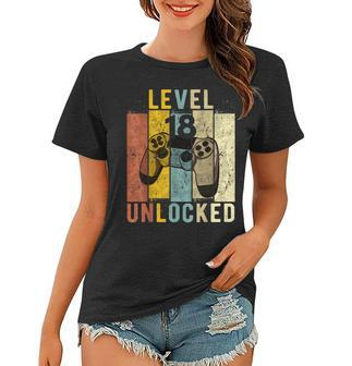 18Th Birthday Level 18 Unlocked Video Gamer Gift Women T-shirt - Seseable