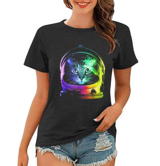 Astronaut Cat Rainbow Space Travel Funny Kitten Lovers Women T-shirt