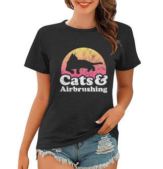 Cats And Airbrushing Mens Or Womens Cat And Airbrush Gift Graphic Design Printed Casual Daily Basic Women T-shirt