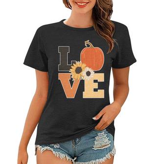 Love Autumn Floral Pumpkin Fall Season Graphic Design Printed Casual Daily Basic Women T-shirt