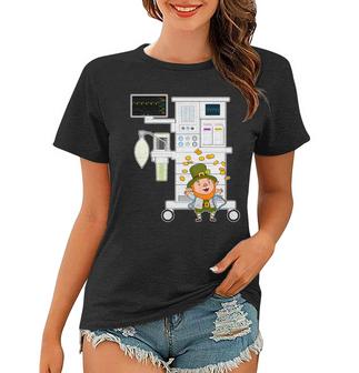 St Patricks Day Leprechaun Anesthesia Machine Graphic Design Printed Casual Daily Basic Women T-shirt