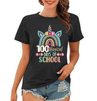 Happy 100Th Day Of School Rainbow Unicorn 100 Magical Days  Women T-shirt