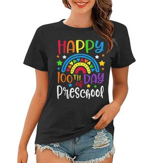100 Days Smarter Preschool Happy 100Th Day Of School Rainbow  Women T-shirt