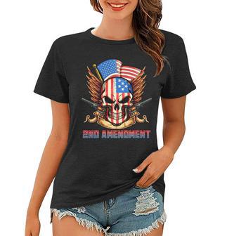 2Nd Amendment Usa Patriotic Skull Women T-shirt - Monsterry UK