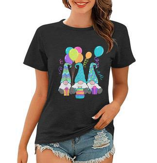 3 Birthday Gnomes Birthday Cake Presents Confetti Women T-shirt - Monsterry