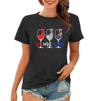 4Th July Red Wine And Blue Funny America Usa Flag Women T-shirt - Monsterry