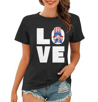4Th Of July Gnome For Women Patriotic American Flag Heart Gift Women T-shirt - Monsterry CA