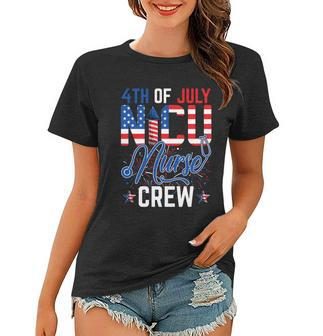 4Th Of July Nicu Nurse Crew American Flag Independence Day Gift Women T-shirt - Monsterry