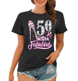 50 Years Old Gifts 50 & Fabulous 50Th Birthday Pink Diamond Women T-shirt - Thegiftio UK